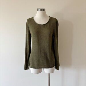 Chico's linen knit blouse linen sweater green